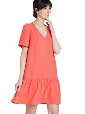 a new day Coral V-Neck Short Sleeve Mini Dress